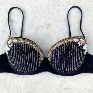 La Perla Embellished Crystal Beaded Bra Top Made in Italy Size 44 or Medium
